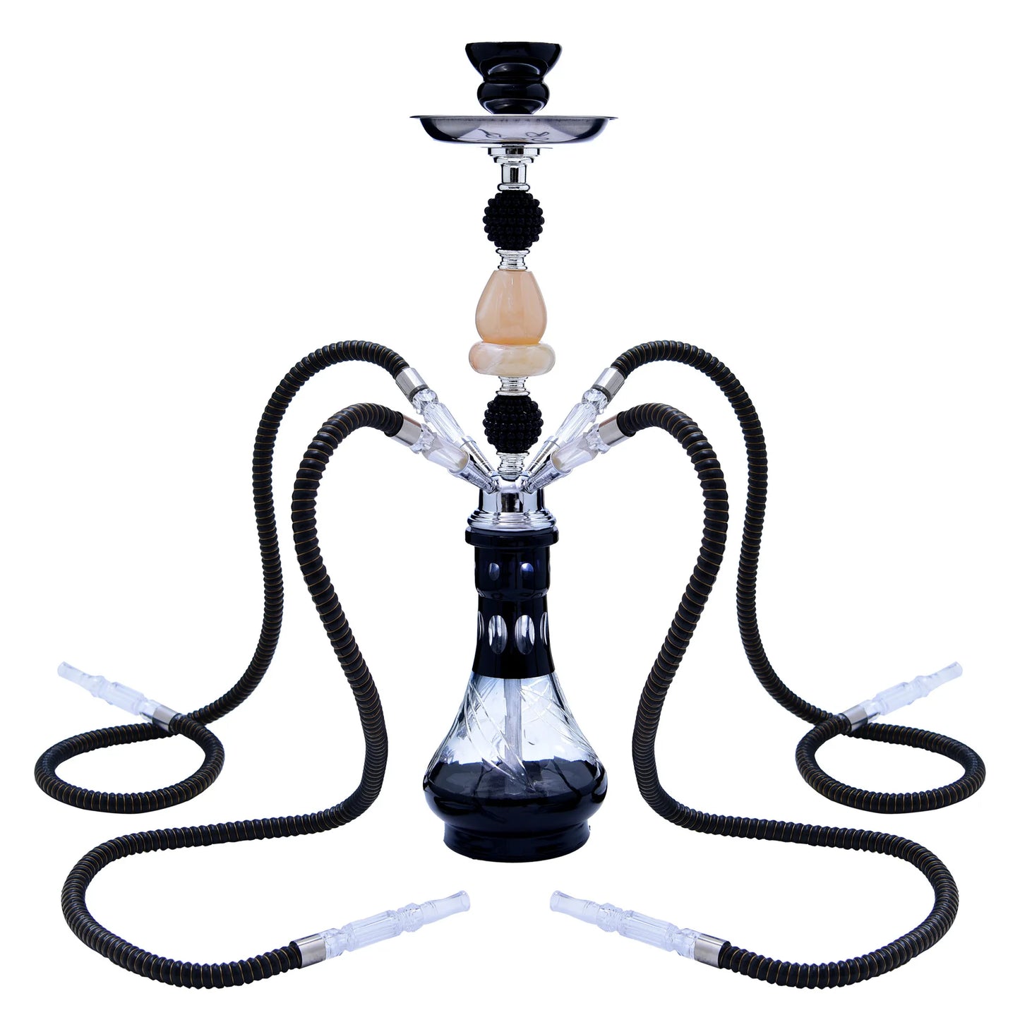 DEJAYA Shisha Pipe Set with 4 Hoses Glass Hookah Pipe Narguile Completo Chicha Cachimba Hooka Smoking Accessories Club Party New