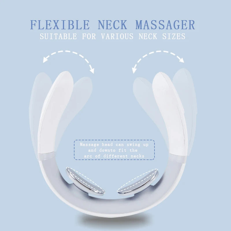 Electric Neck Massager USB Charging Portable Cervical Massage Device for Work, Travel, Portable Operation Simple White