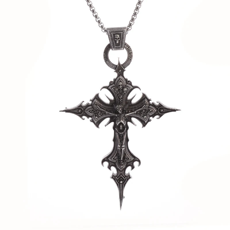 Retro Gothic Mystical Angel Wings Pendant Necklace for Men Women Punk Hip Hop Fashion Jewelry Gift