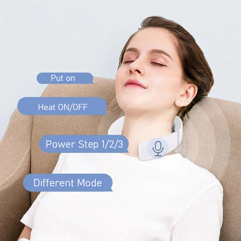 Electric Neck Massager USB Charging Portable Cervical Massage Device for Work, Travel, Portable Operation Simple White