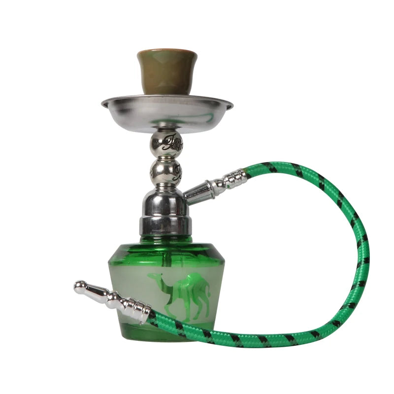 New Mini Glass Shisha Set With 1 Hose Ceramics Bowl Portable Narguile Sheesha Chicha Hookah Set Small Single Hose Shisha Set