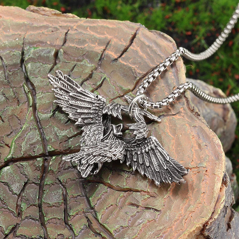 Retro Gothic Mystical Angel Wings Pendant Necklace for Men Women Punk Hip Hop Fashion Jewelry Gift