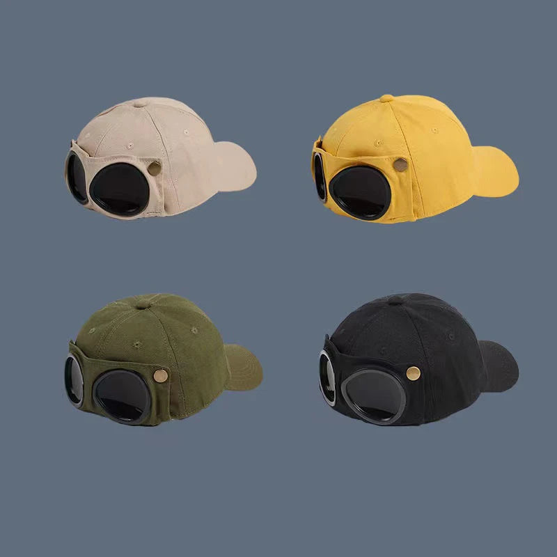 2024 New Fashion Aviator Hat Summer Personality Glasses Baseball Cap Female Unisex Sunglasses Male Cap Baseballcap Boys Cap