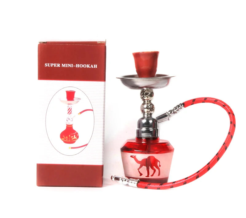 New Mini Glass Shisha Set With 1 Hose Ceramics Bowl Portable Narguile Sheesha Chicha Hookah Set Small Single Hose Shisha Set