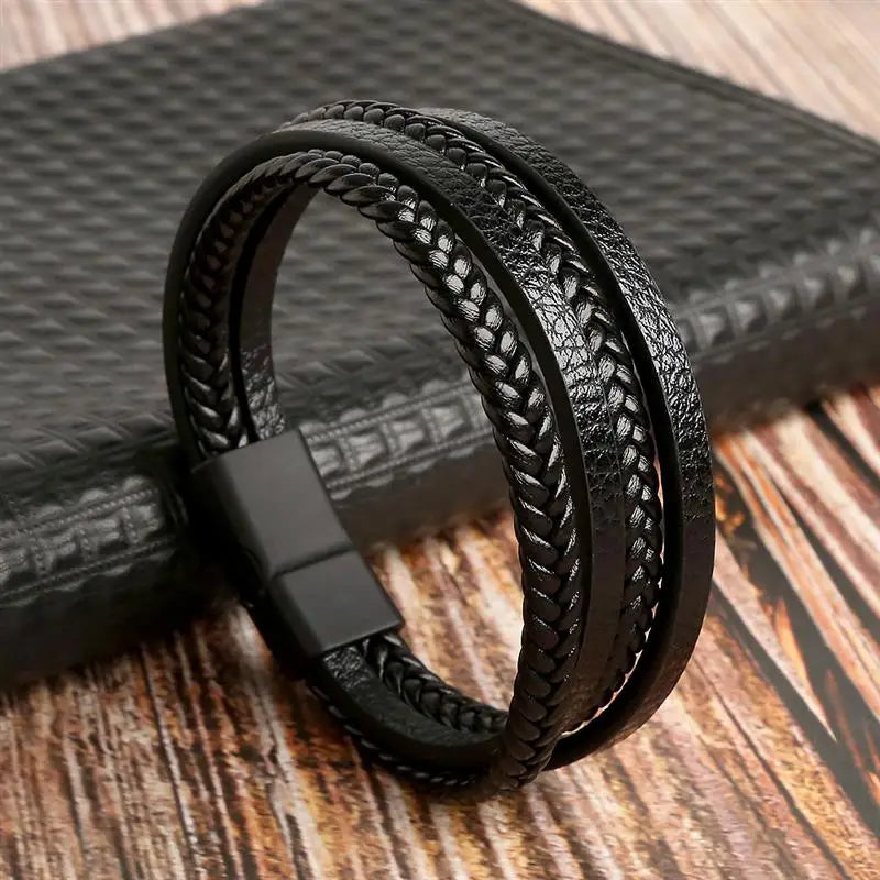 Classic Men's Leather Bracelet New Style Hand-woven Multi-layer Combination Accessory Fashion Man Jewelry Wholesale