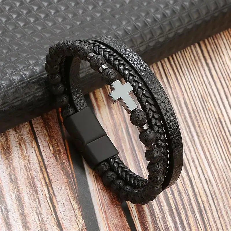 Classic Men's Leather Bracelet New Style Hand-woven Multi-layer Combination Accessory Fashion Man Jewelry Wholesale