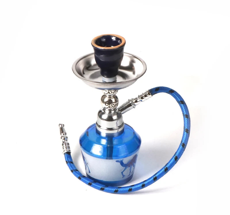 New Mini Glass Shisha Set With 1 Hose Ceramics Bowl Portable Narguile Sheesha Chicha Hookah Set Small Single Hose Shisha Set