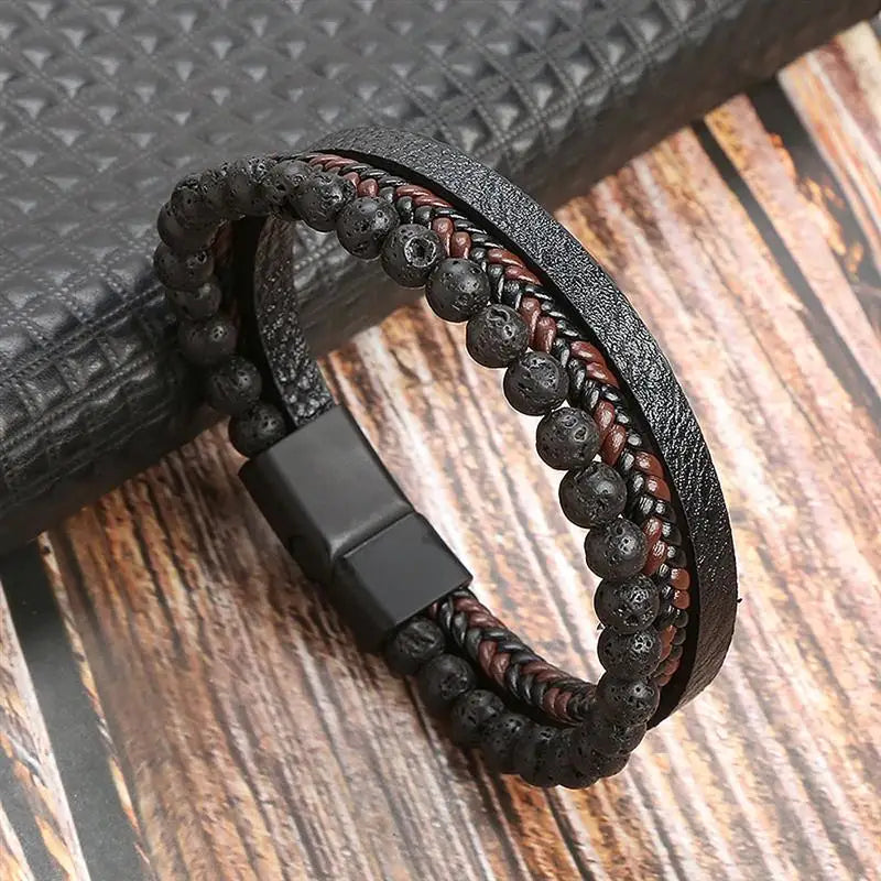 Classic Men's Leather Bracelet New Style Hand-woven Multi-layer Combination Accessory Fashion Man Jewelry Wholesale