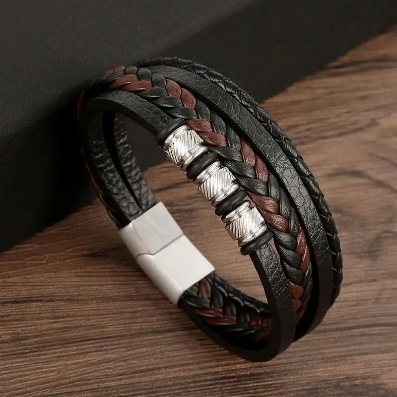 Classic Men's Leather Bracelet New Style Hand-woven Multi-layer Combination Accessory Fashion Man Jewelry Wholesale