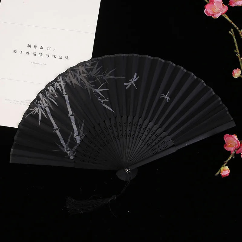 Bamboo Folding Fan silk Chinese Stylefan Hand Held Anitque Art Craft  Japnese Summer Female Dance Home decoration Party ventila