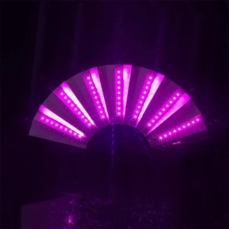 Glow Folding Led Fan Dancing Light Fan Night Show Halloween Christmas Rave Festival Accessories Glow In The Dark Party Supplies