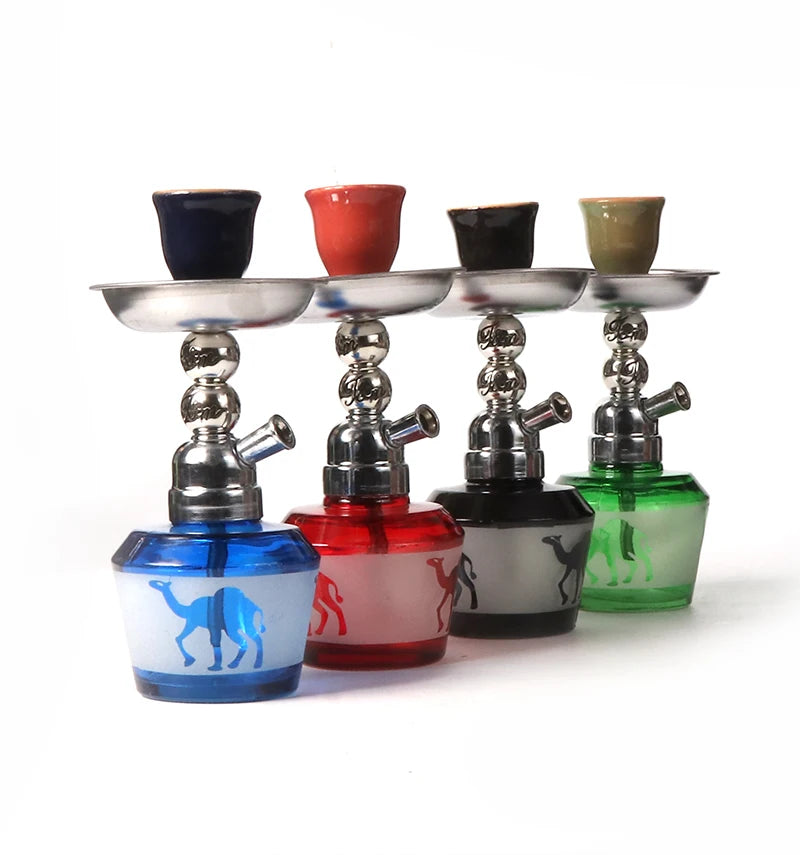 New Mini Glass Shisha Set With 1 Hose Ceramics Bowl Portable Narguile Sheesha Chicha Hookah Set Small Single Hose Shisha Set