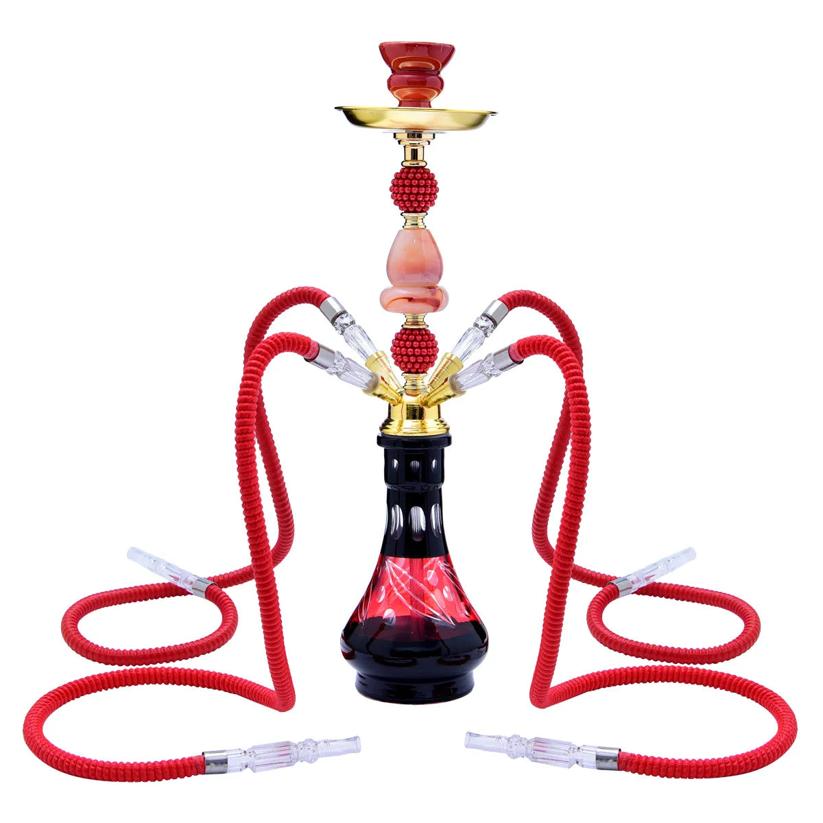 DEJAYA Shisha Pipe Set with 4 Hoses Glass Hookah Pipe Narguile Completo Chicha Cachimba Hooka Smoking Accessories Club Party New