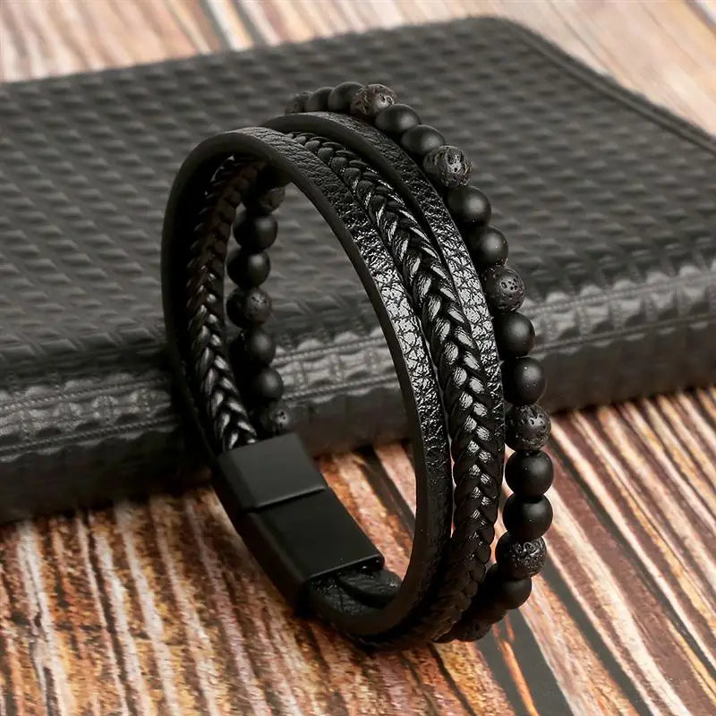 Classic Men's Leather Bracelet New Style Hand-woven Multi-layer Combination Accessory Fashion Man Jewelry Wholesale