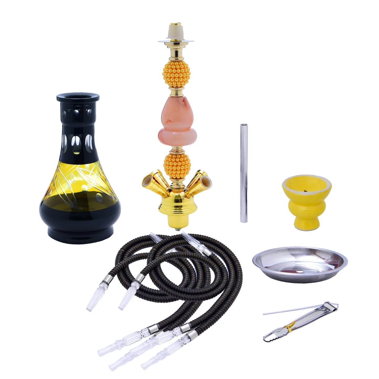 DEJAYA Shisha Pipe Set with 4 Hoses Glass Hookah Pipe Narguile Completo Chicha Cachimba Hooka Smoking Accessories Club Party New