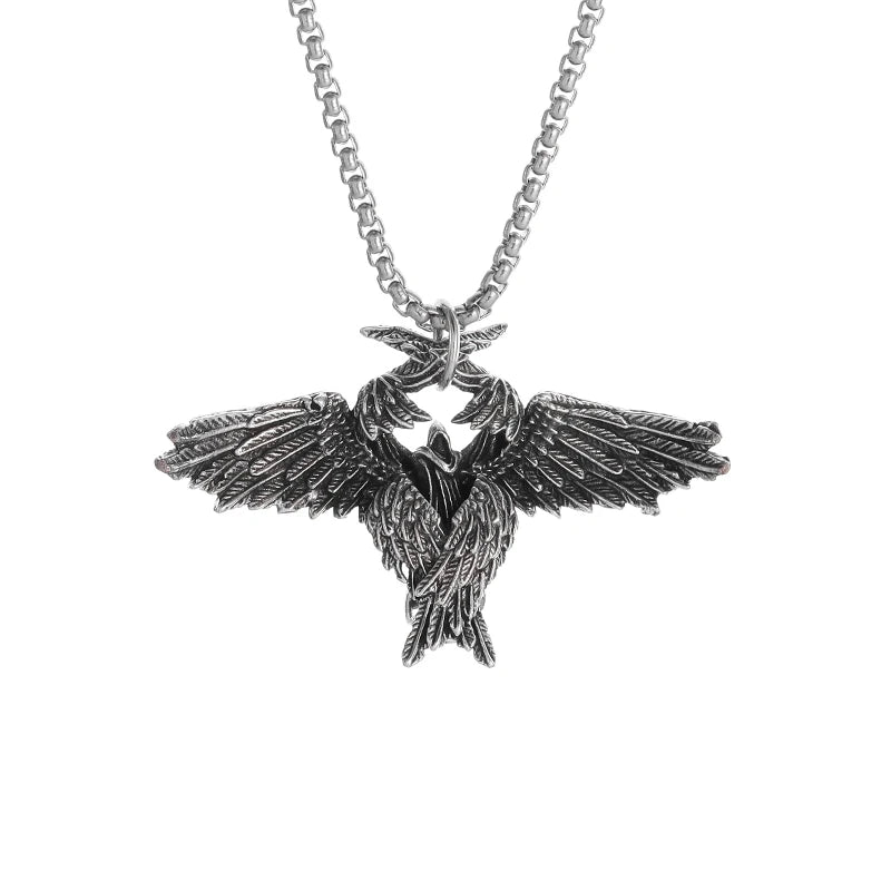 Retro Gothic Mystical Angel Wings Pendant Necklace for Men Women Punk Hip Hop Fashion Jewelry Gift