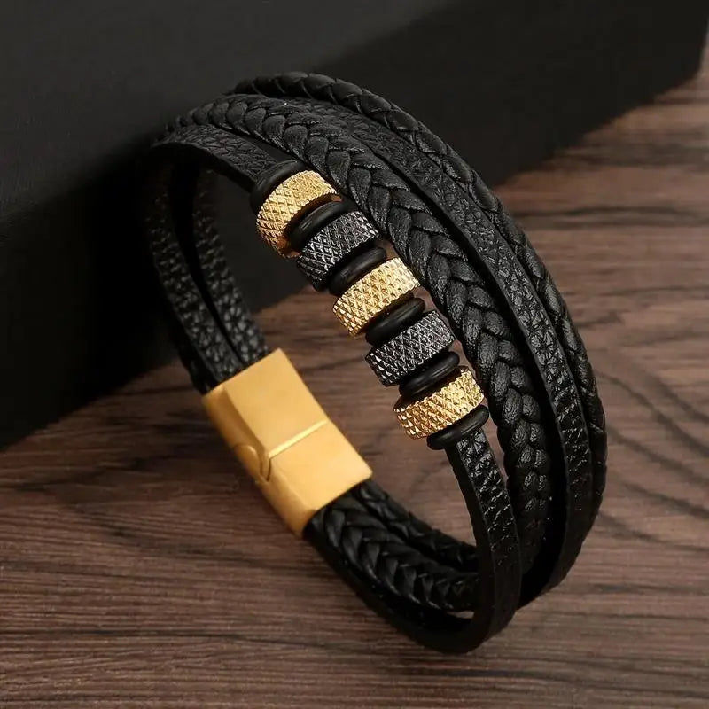 Classic Men's Leather Bracelet New Style Hand-woven Multi-layer Combination Accessory Fashion Man Jewelry Wholesale