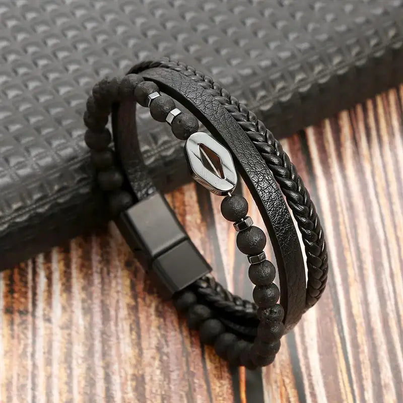 Classic Men's Leather Bracelet New Style Hand-woven Multi-layer Combination Accessory Fashion Man Jewelry Wholesale