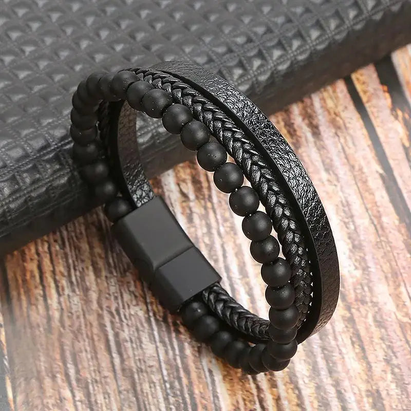 Classic Men's Leather Bracelet New Style Hand-woven Multi-layer Combination Accessory Fashion Man Jewelry Wholesale