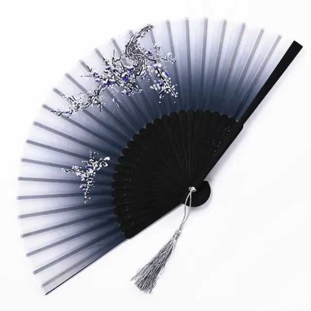 Bamboo Folding Fan silk Chinese Stylefan Hand Held Anitque Art Craft  Japnese Summer Female Dance Home decoration Party ventila