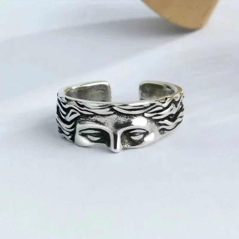 LATS New Creative Mystical Masked Face Open Rings for Women Men Goth Style Personality Mask Finger Jewelry Gift Wholesale