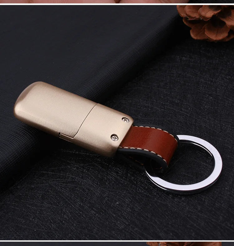 Brand New Mini Keychain Lighter Grinding Wheel Flint Butane Gas Cigarette Lighter Leather Pendant Cigarette Lighter Men Gadgets