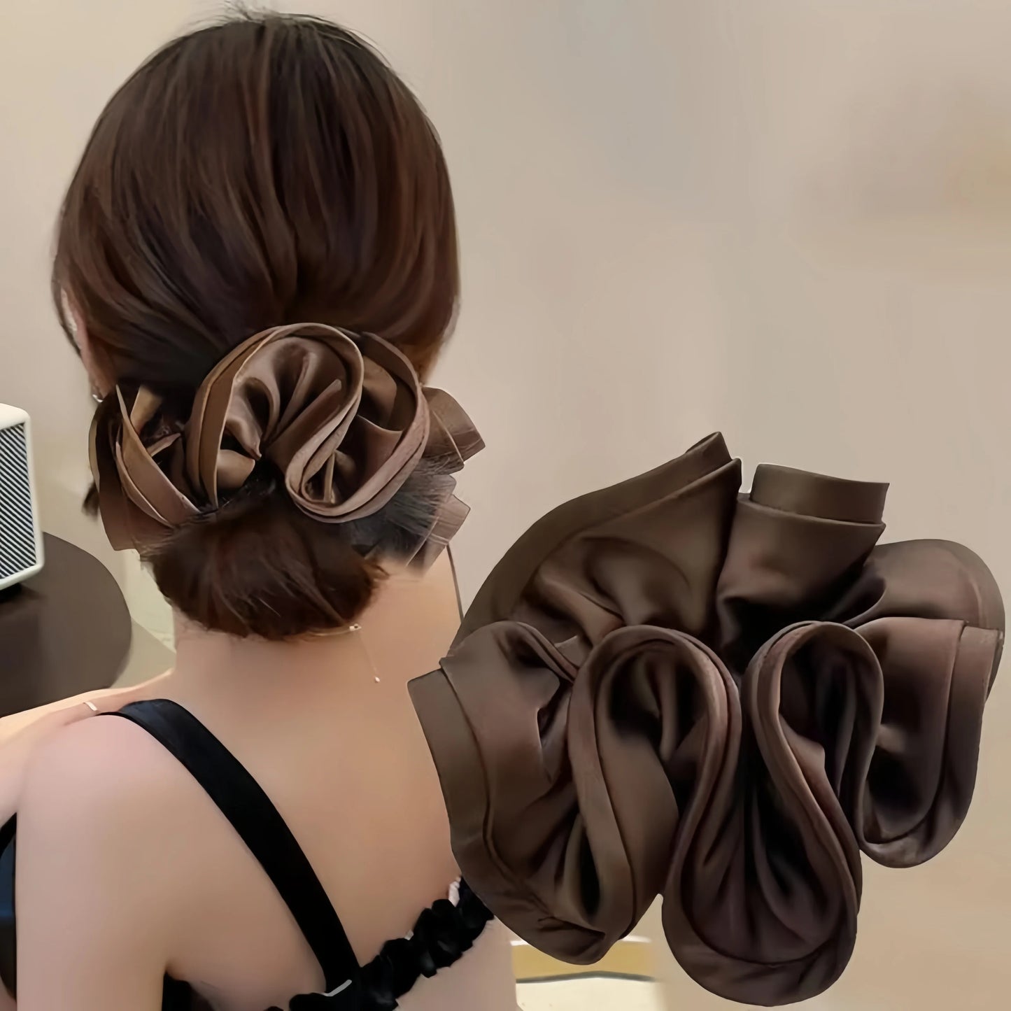 Big Hair Tie Ribbon Scrunchies Satin Elastic Hair Band Bow Women Simple Temperament New Style  Ponytail Hair Accessories
