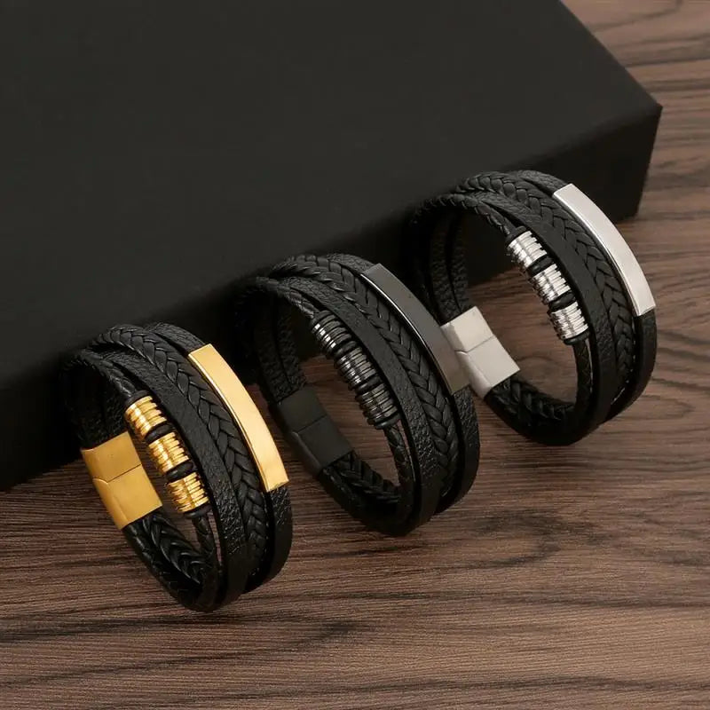 Classic Men's Leather Bracelet New Style Hand-woven Multi-layer Combination Accessory Fashion Man Jewelry Wholesale