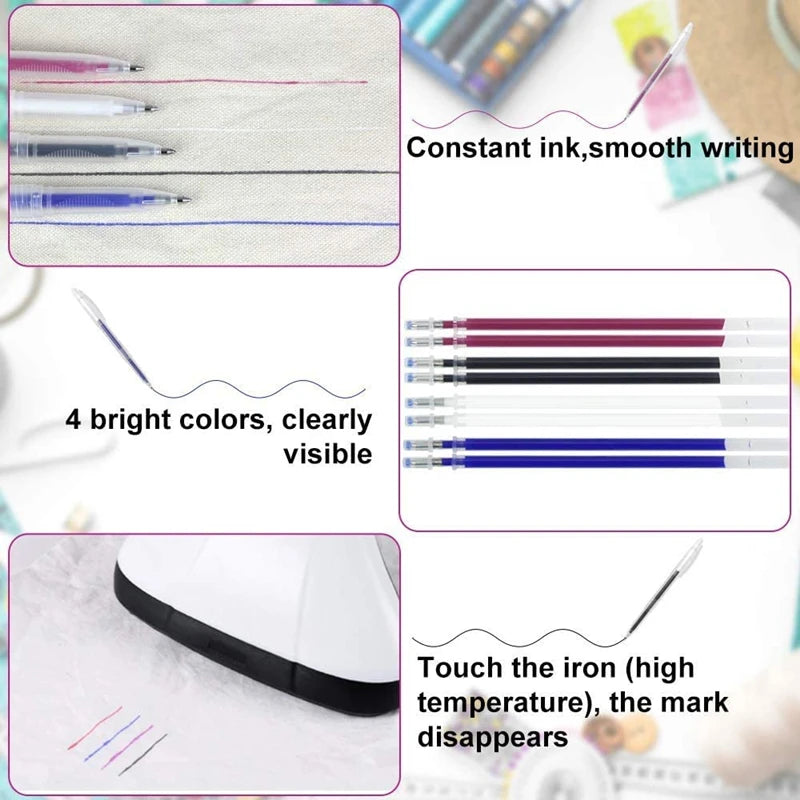 New 10PCS/Set Heat Erasable Magic Marker Pen Temperature Disappearing Fabric Pens Line Marking DIY Craft Sewing Accessories 2023