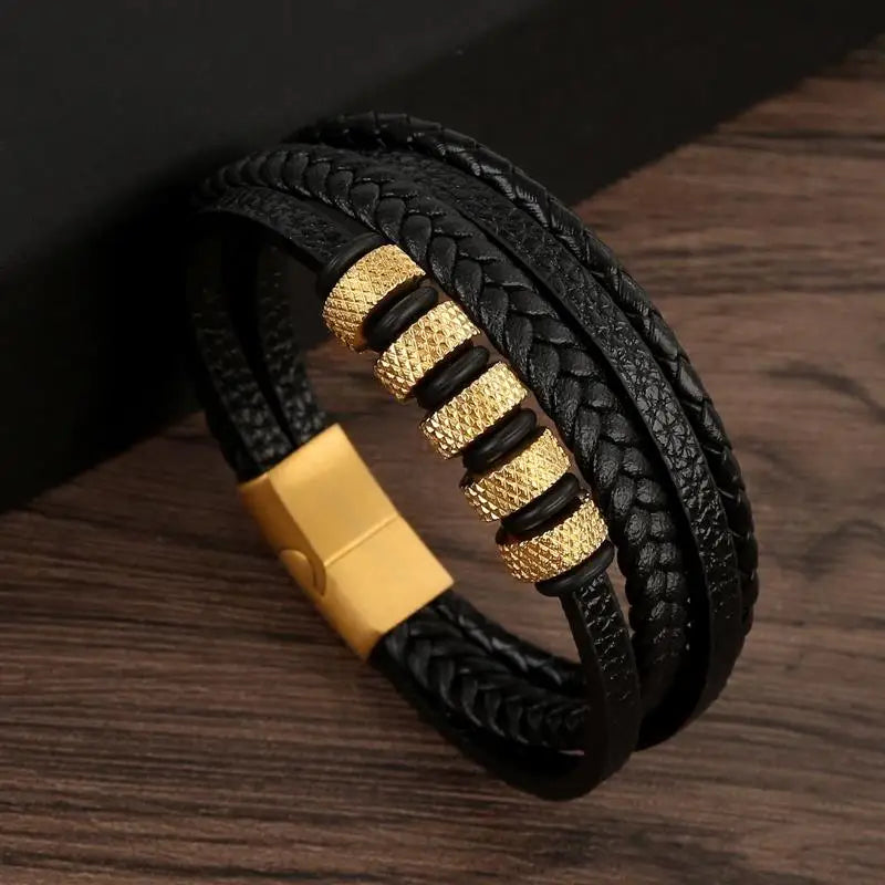 Classic Men's Leather Bracelet New Style Hand-woven Multi-layer Combination Accessory Fashion Man Jewelry Wholesale