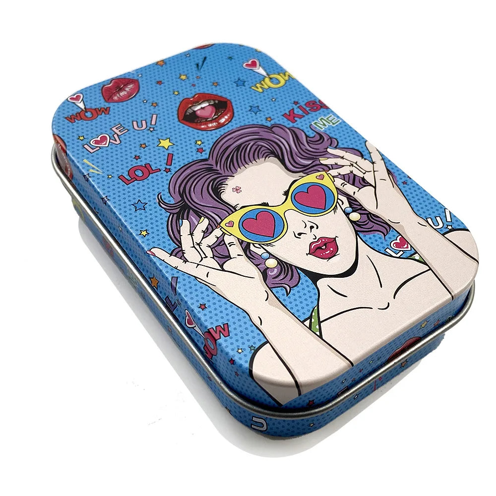 1 Pc Cigarette Case Rectangle Container Tinplate Box Tobacco Storage Smoking Accessories Jewelry Candy Coin Key Organizer