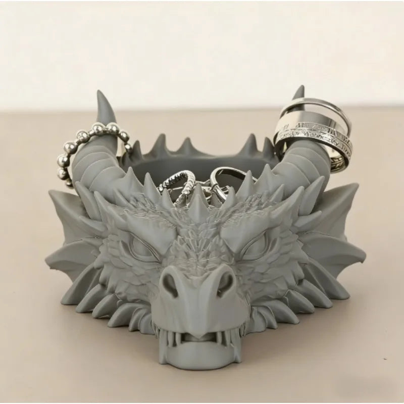 Cool Gothic Dragon Head Desktop Decor, Dark Series Jewelry Storage Organizer, Home Ornament