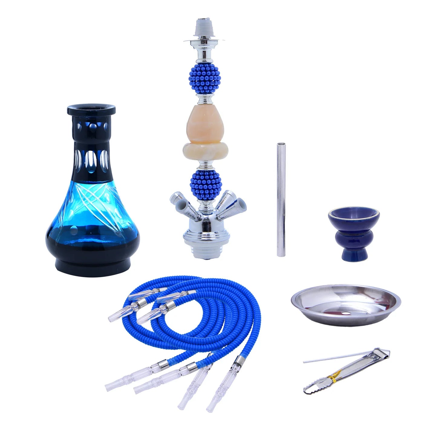 DEJAYA Shisha Pipe Set with 4 Hoses Glass Hookah Pipe Narguile Completo Chicha Cachimba Hooka Smoking Accessories Club Party New