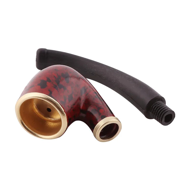 Portable Tobacco Pipe Resin Bent Pipe Cigarette Filter Herb Grinder Handheld Mini Curved Smoke Pipe Beginner Smoking Accessories