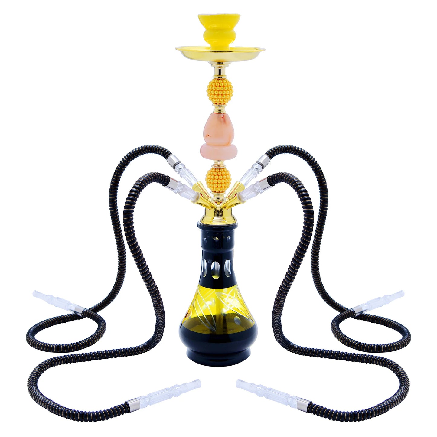 DEJAYA Shisha Pipe Set with 4 Hoses Glass Hookah Pipe Narguile Completo Chicha Cachimba Hooka Smoking Accessories Club Party New