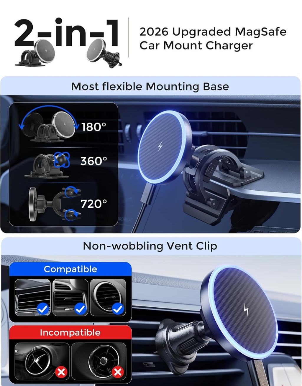 Magnetic Wireless car phone mount