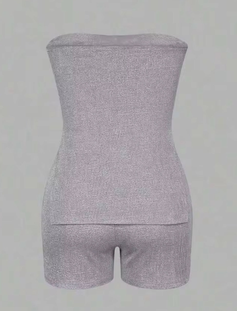 Women's Solid color Top & Fitted Shorts