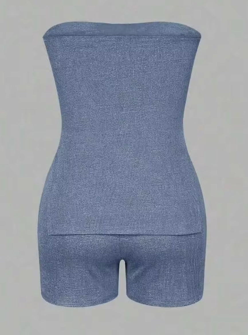 Women's Solid color Top & Fitted Shorts