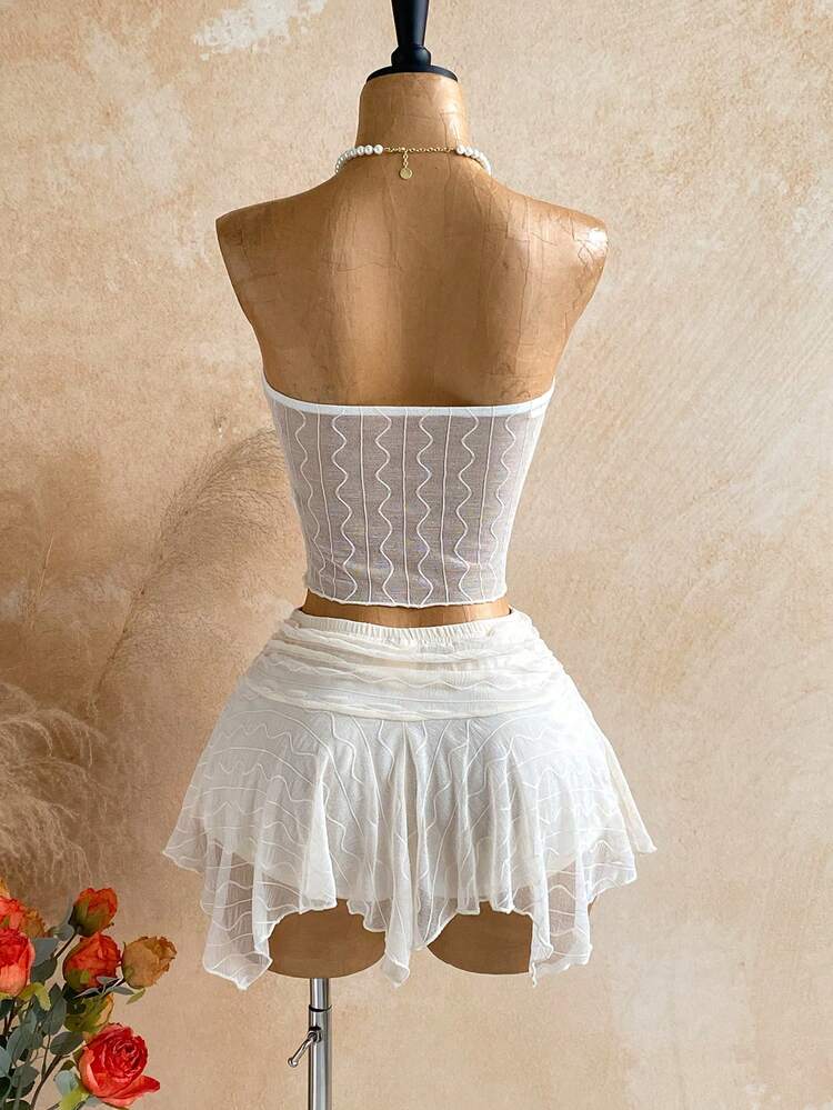 Soleia Floral Lace Twist Bandeau Top And Midi Skirt