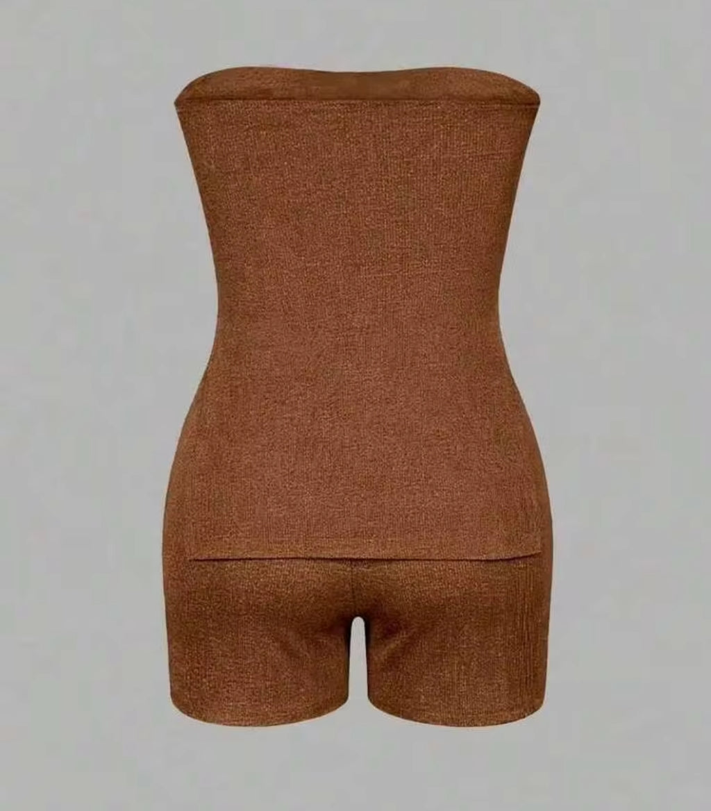 Women's Solid color Top & Fitted Shorts