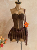 Soleia Floral Lace Twist Bandeau Top And Midi Skirt