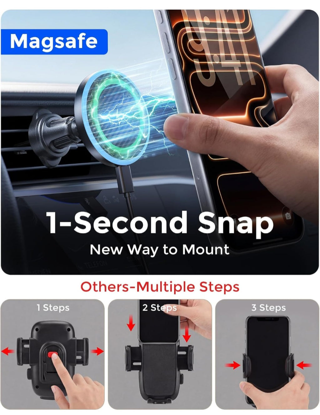 Magnetic Wireless car phone mount