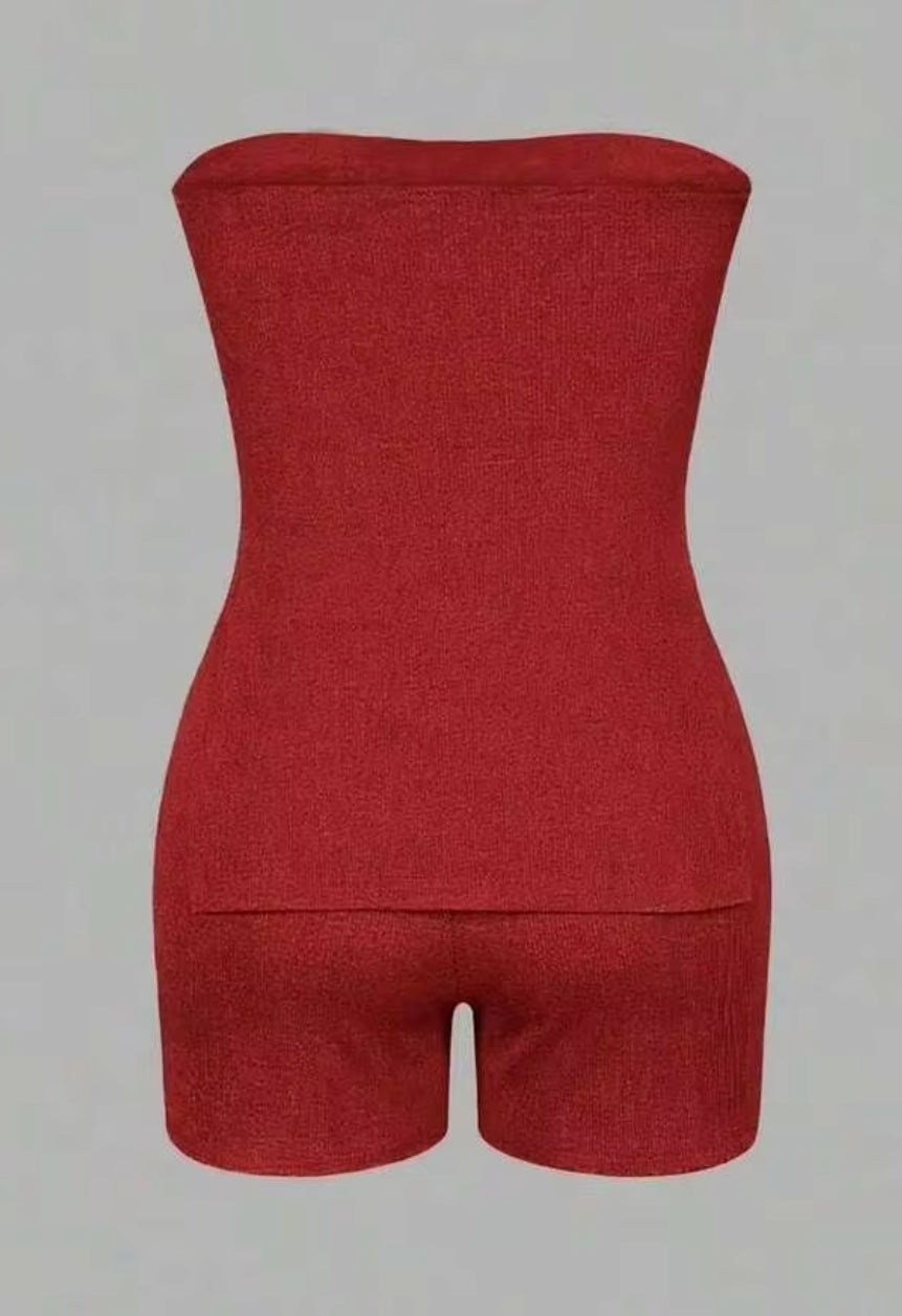 Women's Solid color Top & Fitted Shorts