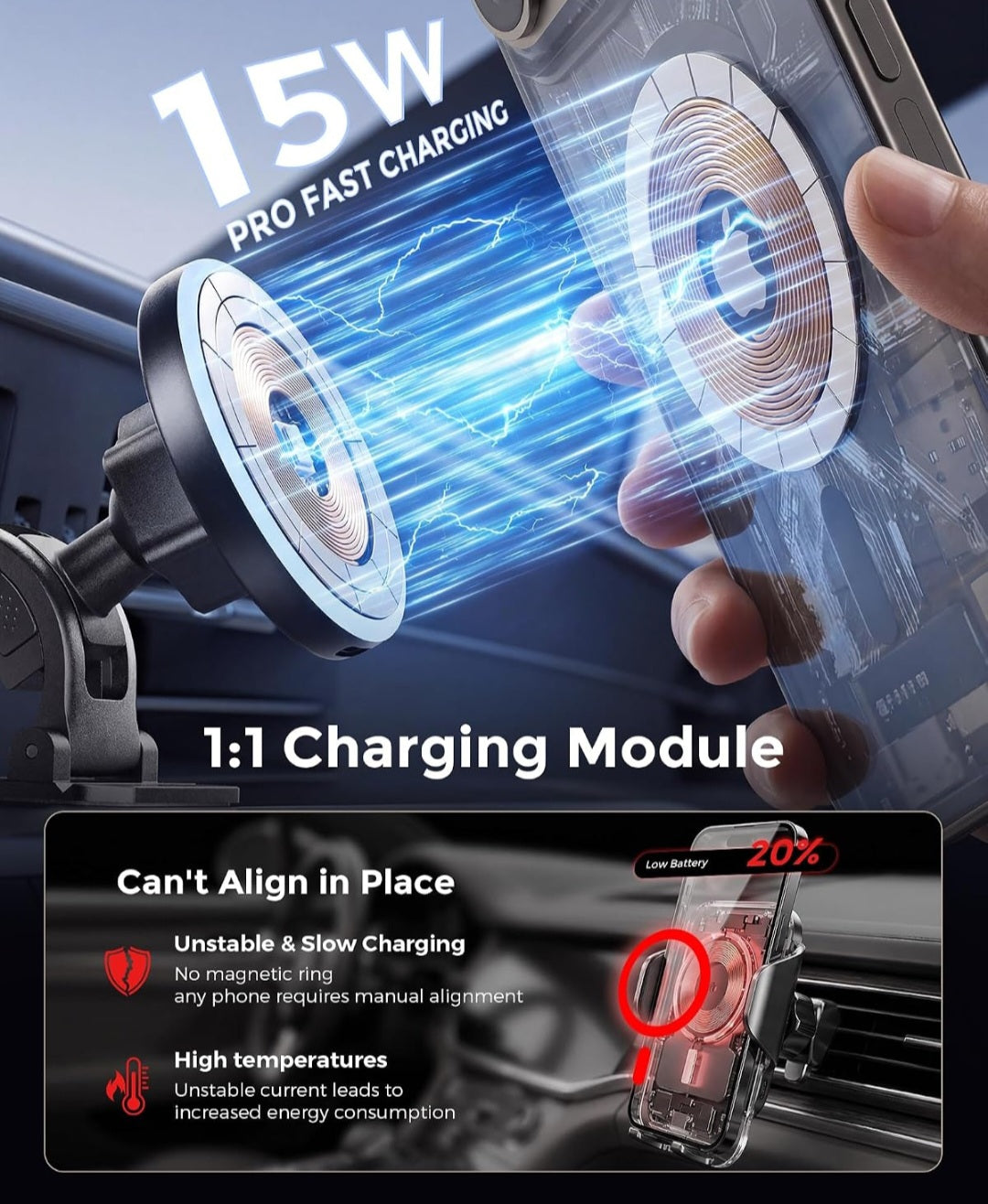 Magnetic Wireless car phone mount