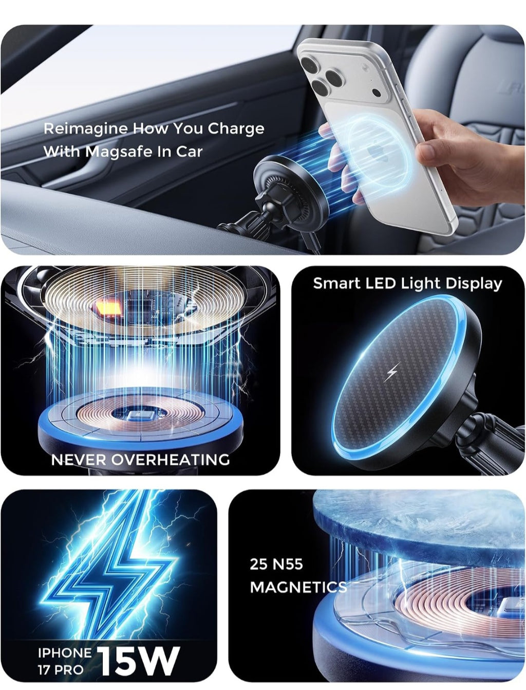 Magnetic Wireless car phone mount
