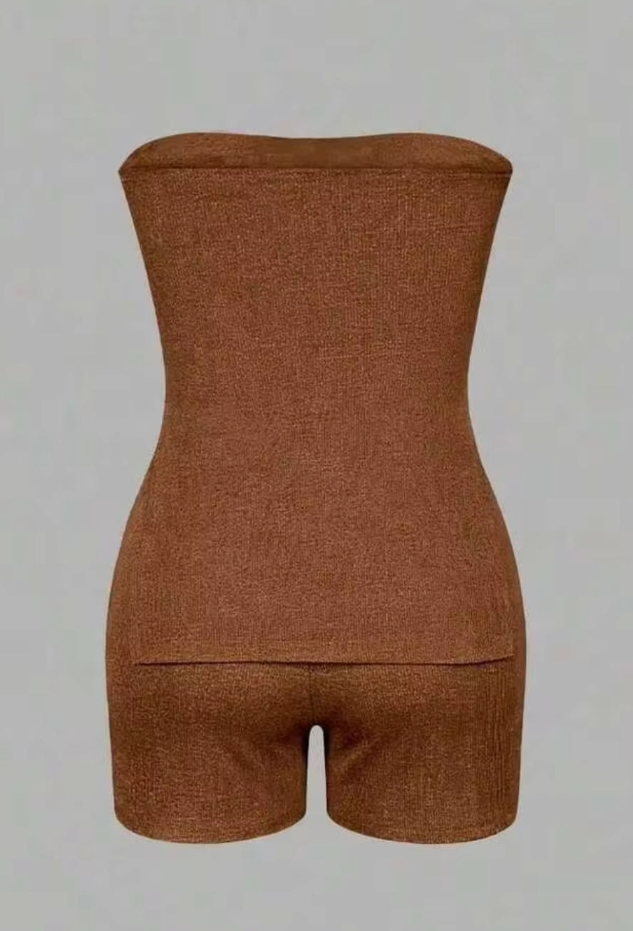 Women's Solid color Top & Fitted Shorts